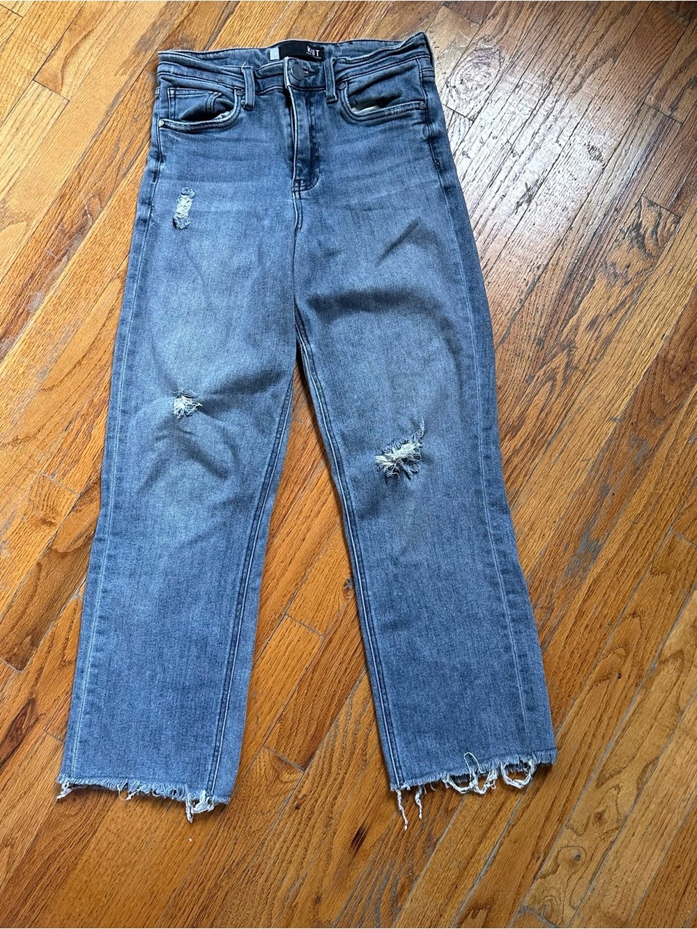 Kut from the Kloth High-Rise Distressed Women's Jeans in Washed Blue